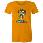 Melting Game Cube - Womens T-shirt Orange Womens T-shirt Games