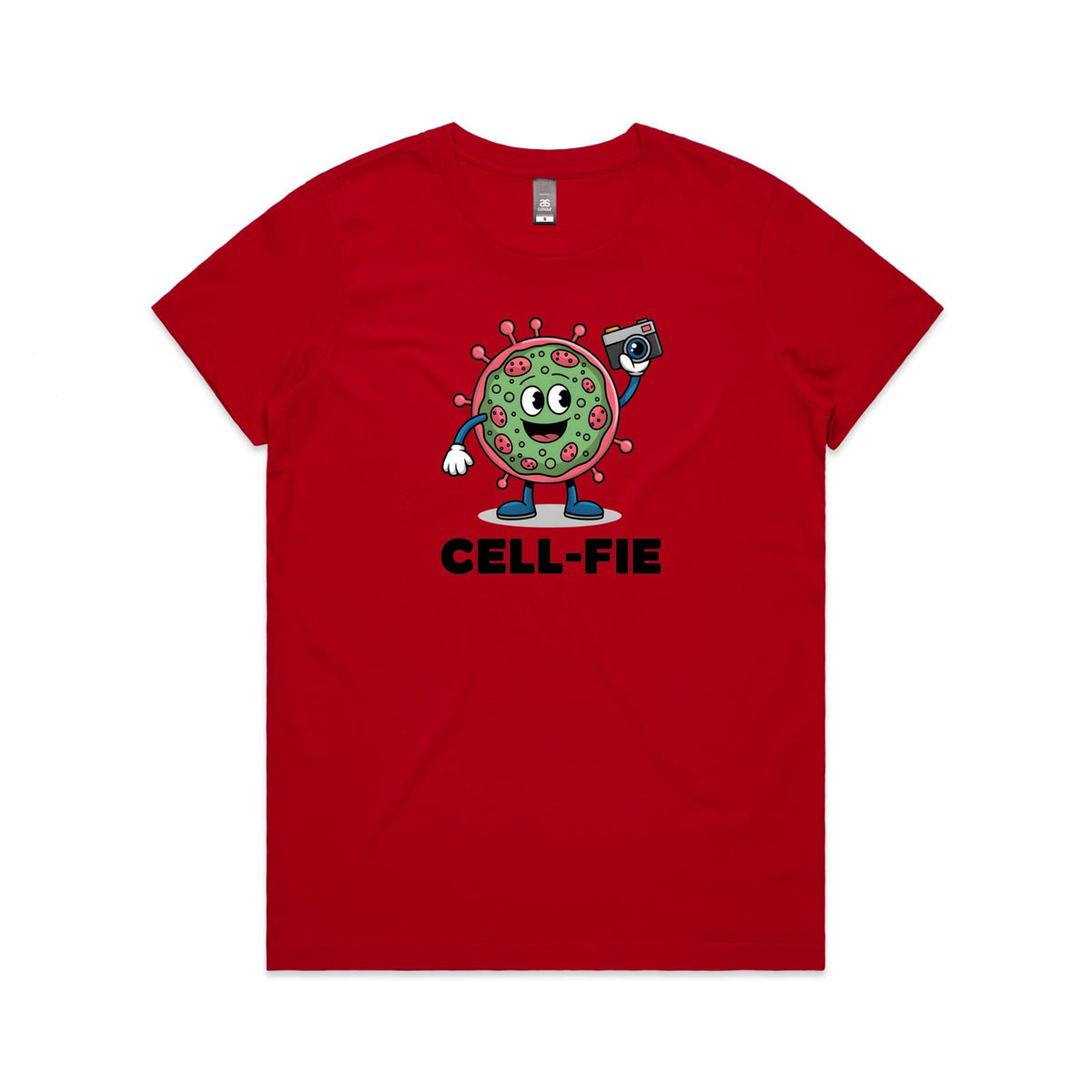 Cell-fie Cell Selfie Women's AS Colour Women's T-shirt Red Womens T-shirt Printed In Australia Science