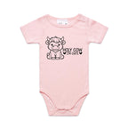 Holy Cow I'm Cute, Highland Cow AS Colour Baby Bodysuit Pink Baby Bodysuit Printed In Australia