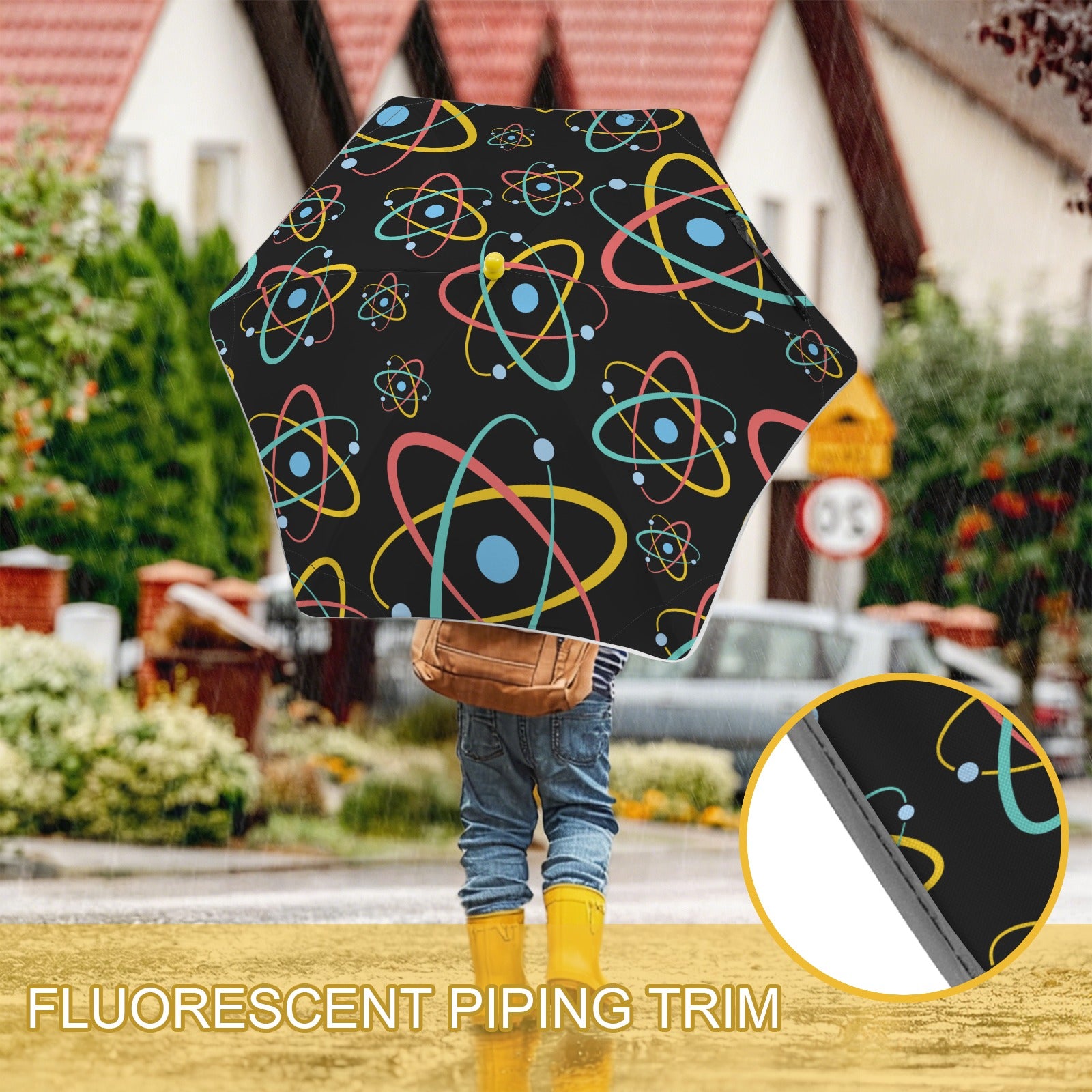 Atoms Kids Safe Round Corner Umbrella Kids Safe Round Corner Umbrella Printed Offshore Science