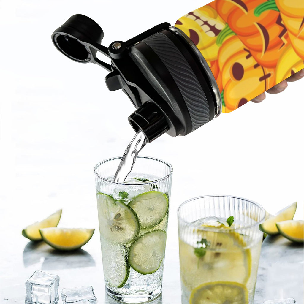 Halloween Pumpkins - Insulated Water Bottle with Dual-Use Lid (18oz) Insulated Water Bottle with Dual-Use Lid (18oz) Halloween Printed Offshore