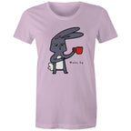 Rabbit Coffee, Wake Up - Womens T-shirt Lavender Womens T-shirt animal Coffee Printed In Australia