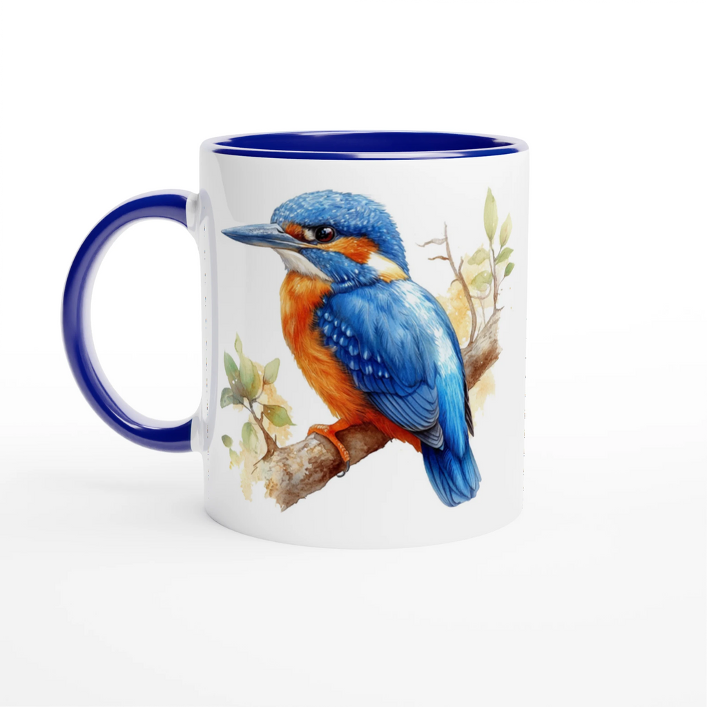 Kingfisher, Australian Birds - 11oz Ceramic Mug With Colour Inside Ceramic Blue Colour 11oz Mug animal Globally Fulfilled