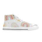 Pastel Rainbows - Kids High Top Canvas Shoes