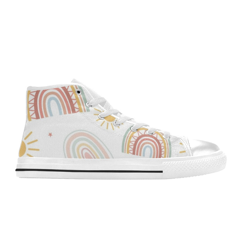 Pastel Rainbows - Kids High Top Canvas Shoes