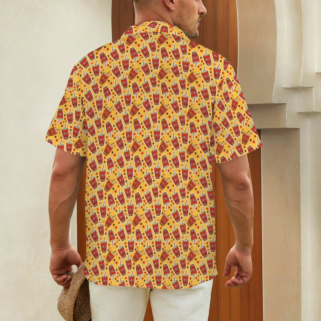 Cola Men's Short Sleeve Hawaiian Shirt Men's Hawaiian Shirt (New) Food Printed Offshore