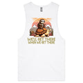 Sloth Race, We'll Get There When We Get There Men's AS Colour Drop Arm Tank Top White Drop Arm Tank Top Fitness Printed In Australia