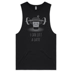 I Can Lift A Latte, Coffee - Tank Top Tee Black Drop Arm Tank Top Fitness Printed In Australia