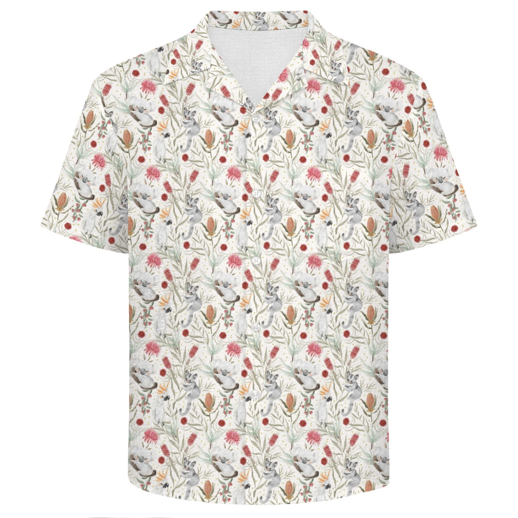 Australian Plants And Animals Men's Crinkle Hawaiian Shirt