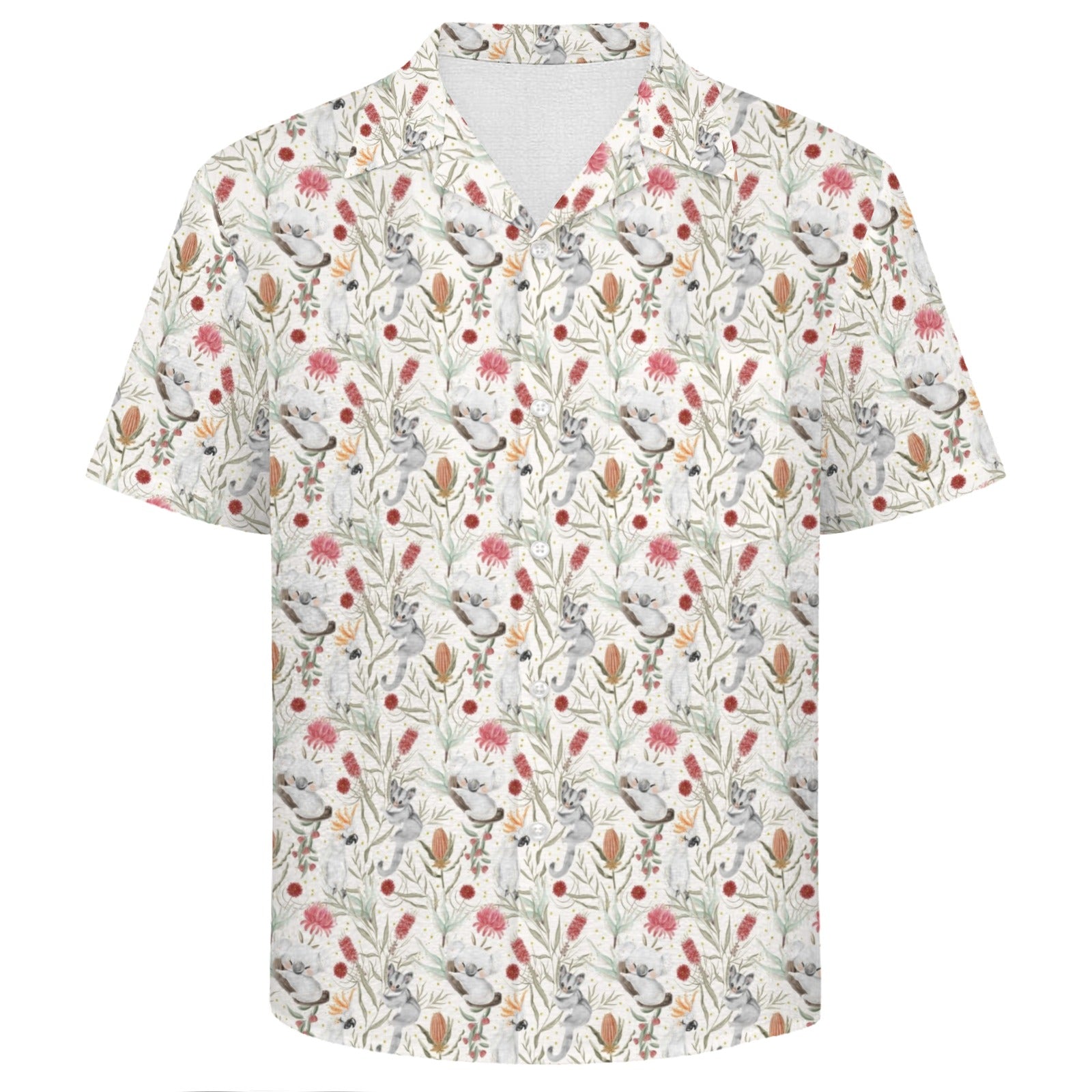 Australian Plants And Animals Men's Crinkle Hawaiian Shirt