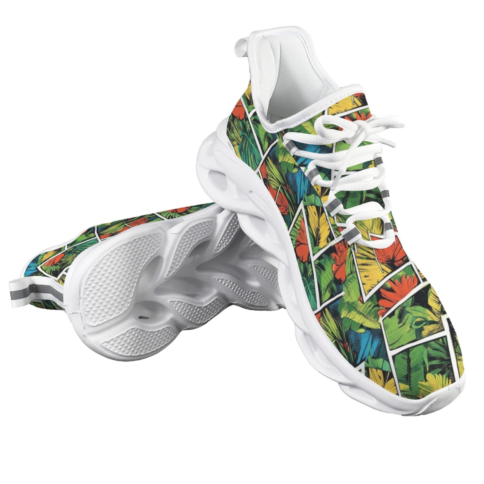 Tropical Comic Book Style Men's Twisted Sole Sneakers