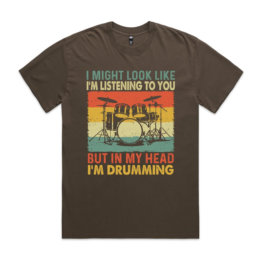 In My Head I'm Drumming - AS Colour Heavy Faded Tee