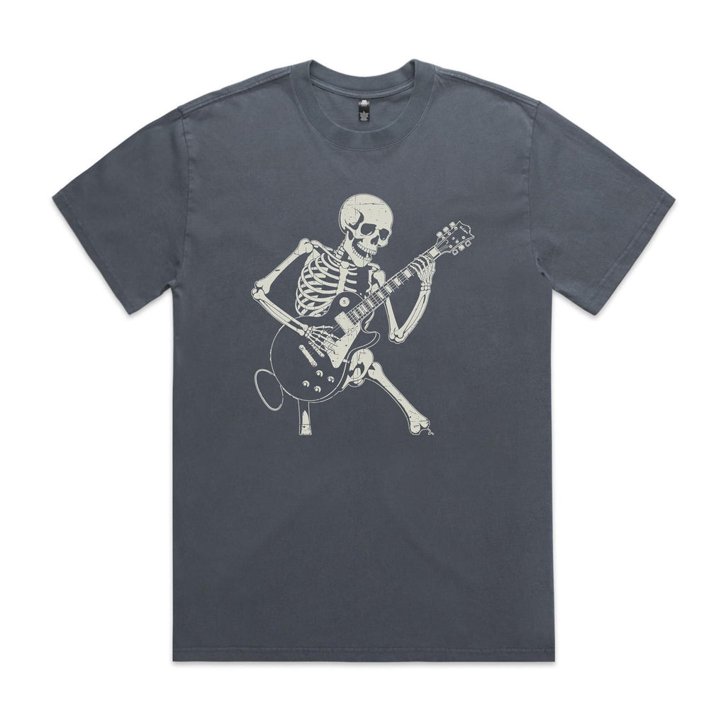 Skeleton Playing Guitar - AS Colour Heavy Faded Tee