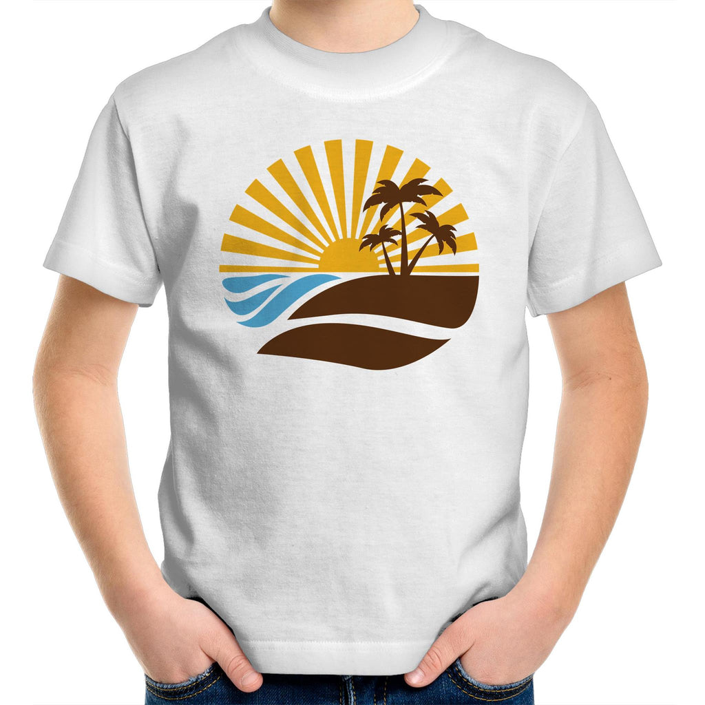Retro Sunset - Kids Youth T-Shirt White Kids Youth T-shirt Printed In Australia Retro Summer