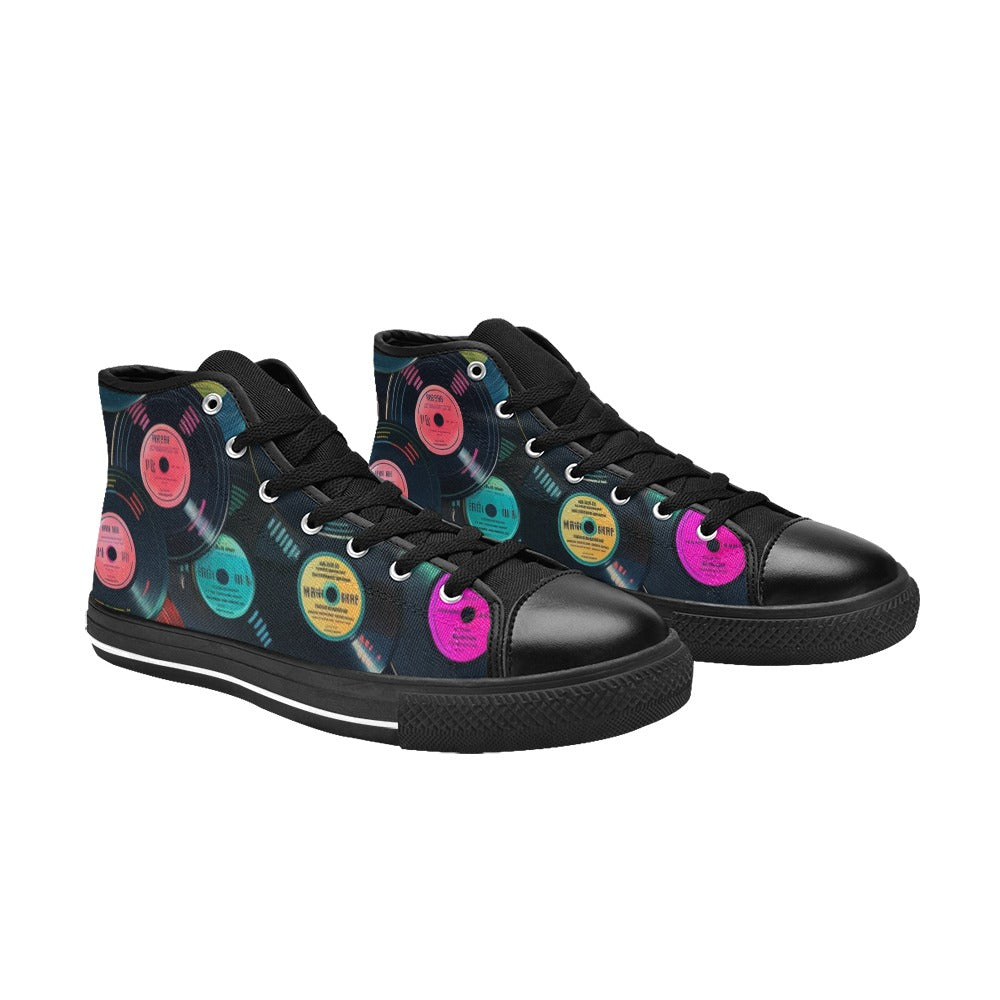 Retro Vinyl Records - Men's High Top Canvas Shoes