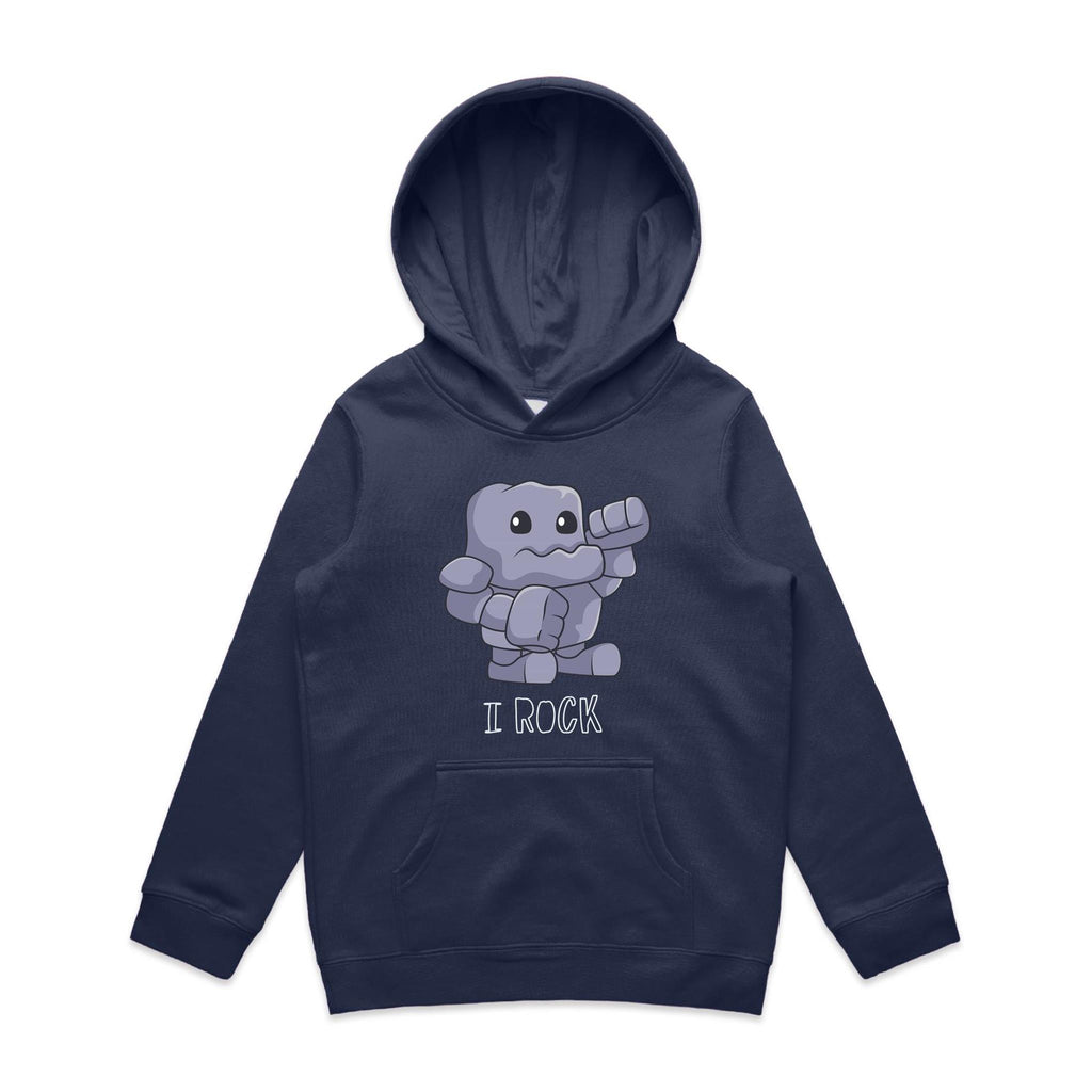 I Rock - Kids Hoodie Midnight Blue Kids Hoodie Printed In Australia