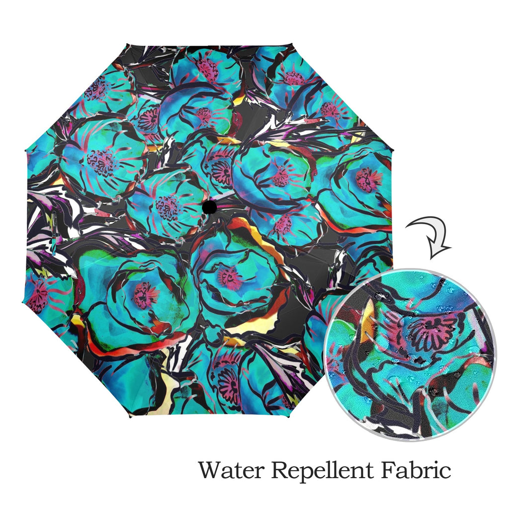Flower It Blue - Semi-Automatic Foldable Umbrella (Model U12) Semi-Automatic Foldable Umbrella (U12)
