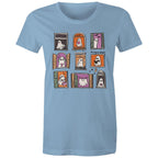 Ghosts In Windows - Womens T-shirt Carolina Blue Womens T-shirt Halloween Printed In Australia