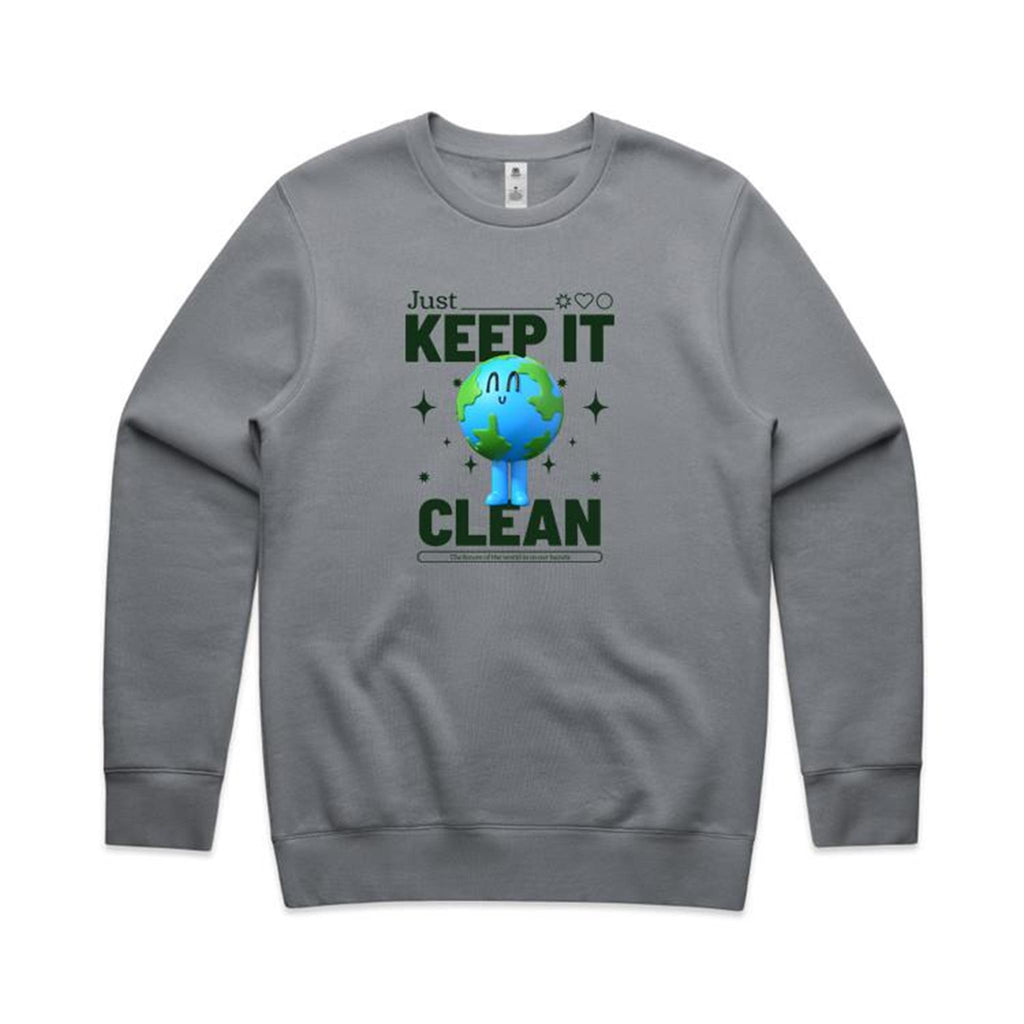 Earth, Just Keep it Clean - AS Colour Stencil Crew Gravel Sweatshirt Environment Printed In Australia