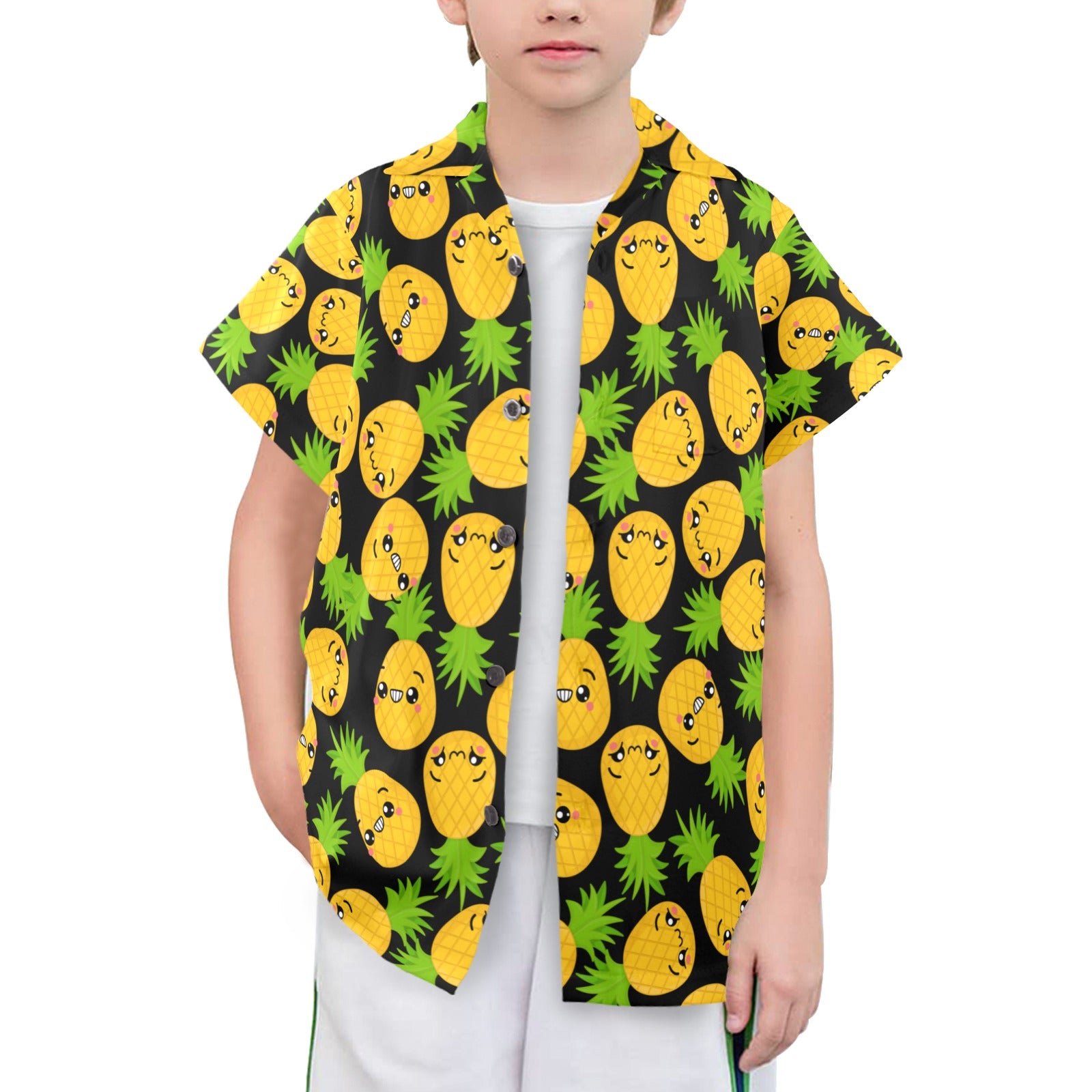Cool Pineapples Senior Kids Hawaiian Shirt Senior Kids Hawaiian Shirt 8-15 Food Printed Offshore