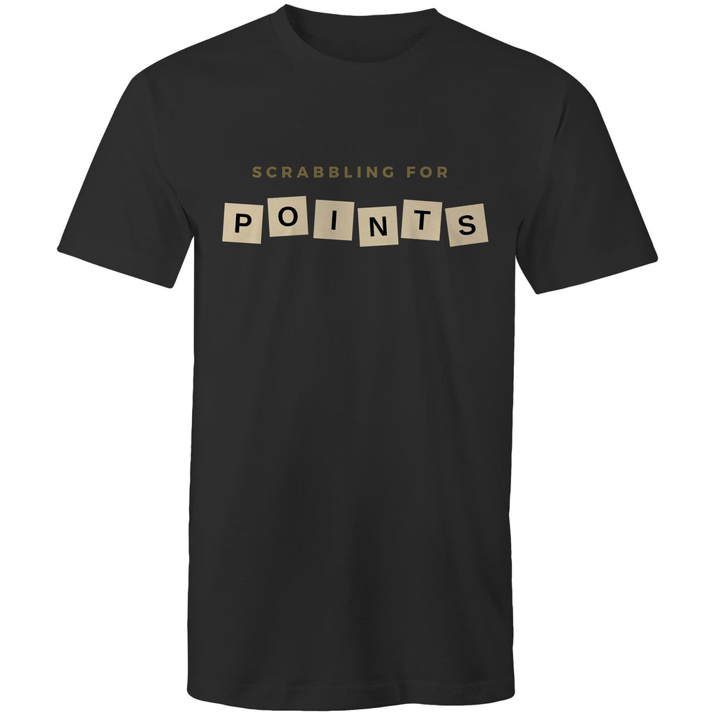 Scrabbling For Points - Mens T-Shirt Black Mens T-shirt Games Printed In Australia