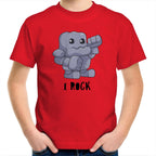 I Rock - Kids Youth T-Shirt Red Kids Youth T-shirt Music Printed In Australia