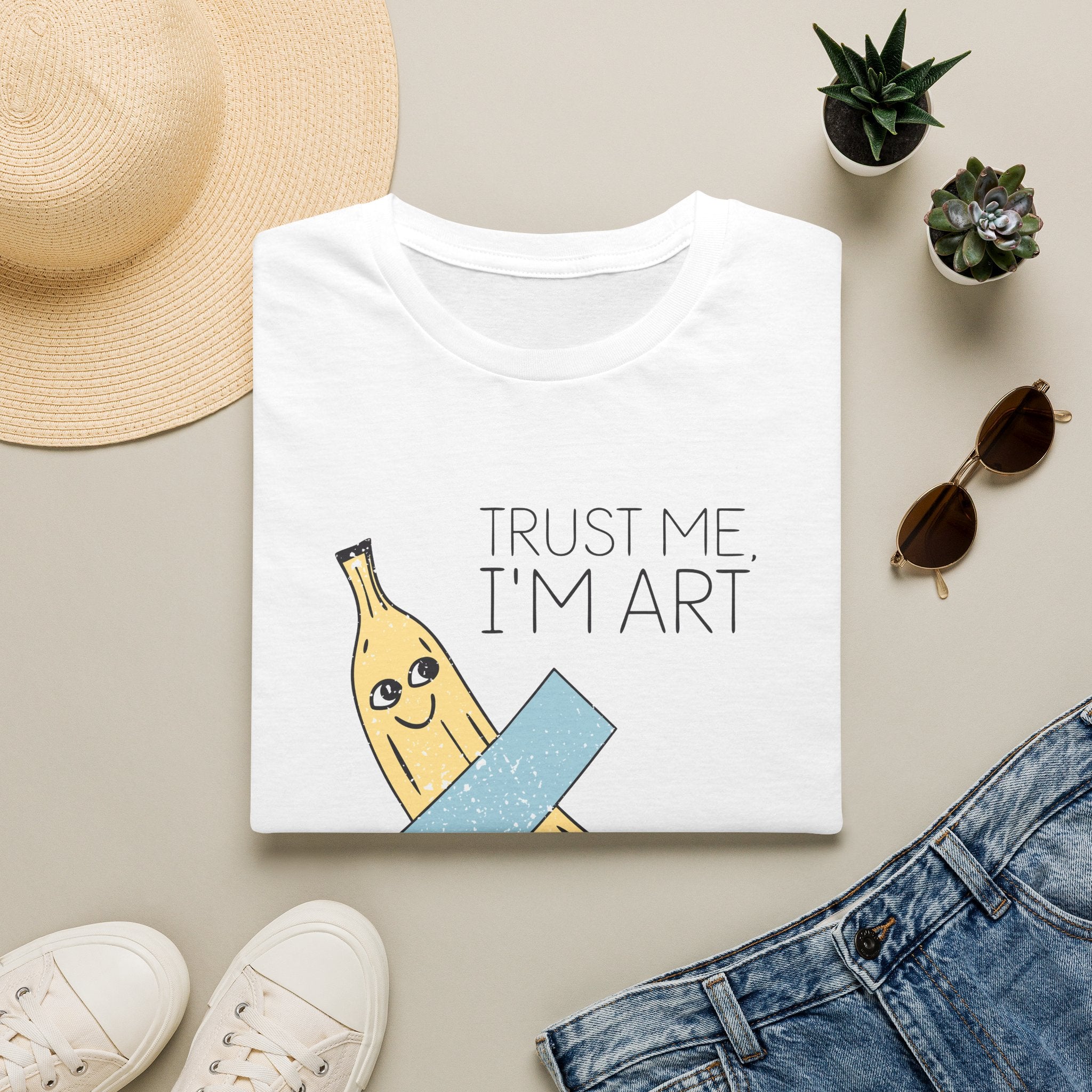Trust Me I'm Art Banana Unisex T-Shirt White Unisex Adult T-shirt Food Globally Fulfilled