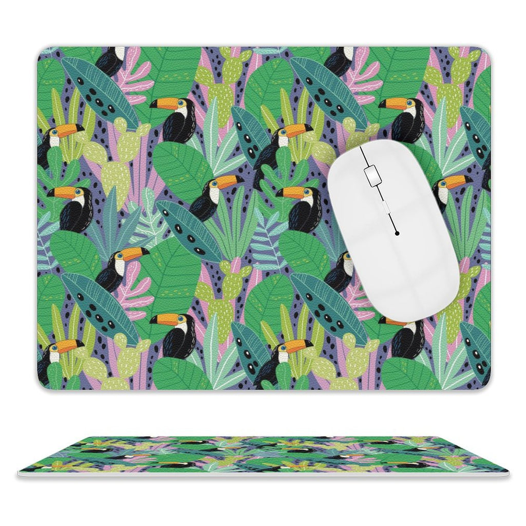 Bright Toucan Leather Mouse Pad white One size Leather Mouse Pad animal Printed Offshore
