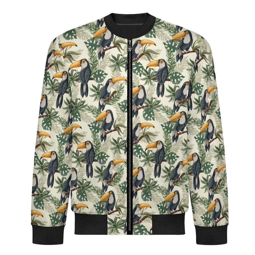Toucan Jungle Men's Casual Zip‑Up Bomber Jacket