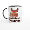 But First Presents, Santa In Chimney 11oz Ceramic Mug Ceramic Black Christmas Colour Mug Christmas Globally Fulfilled