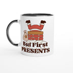 But First Presents, Santa In Chimney - 11oz Ceramic Mug Ceramic Black Christmas Colour Mug Christmas Globally Fulfilled