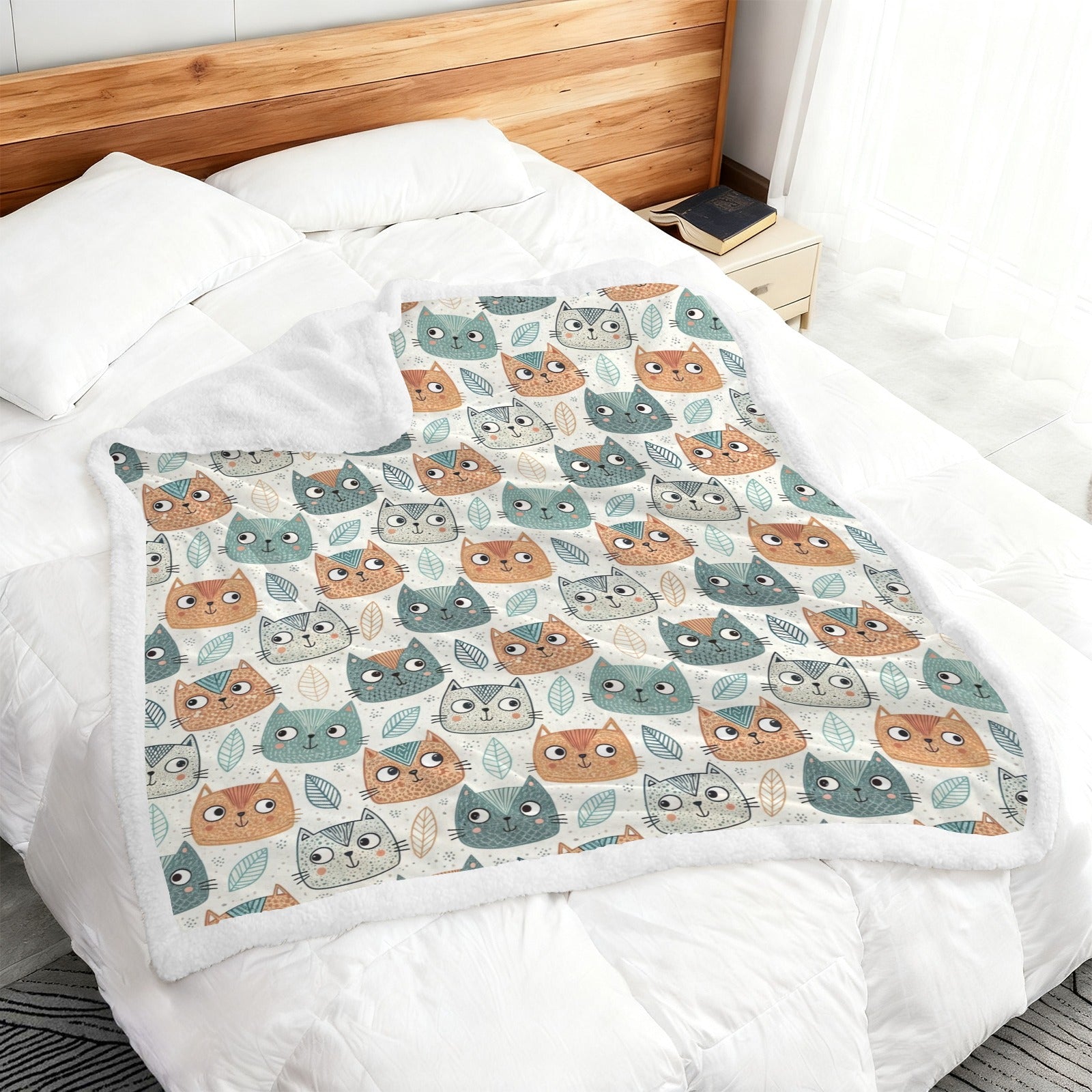 Cute Cat Faces - Double-Layer Fleece Blanket 51"x59"