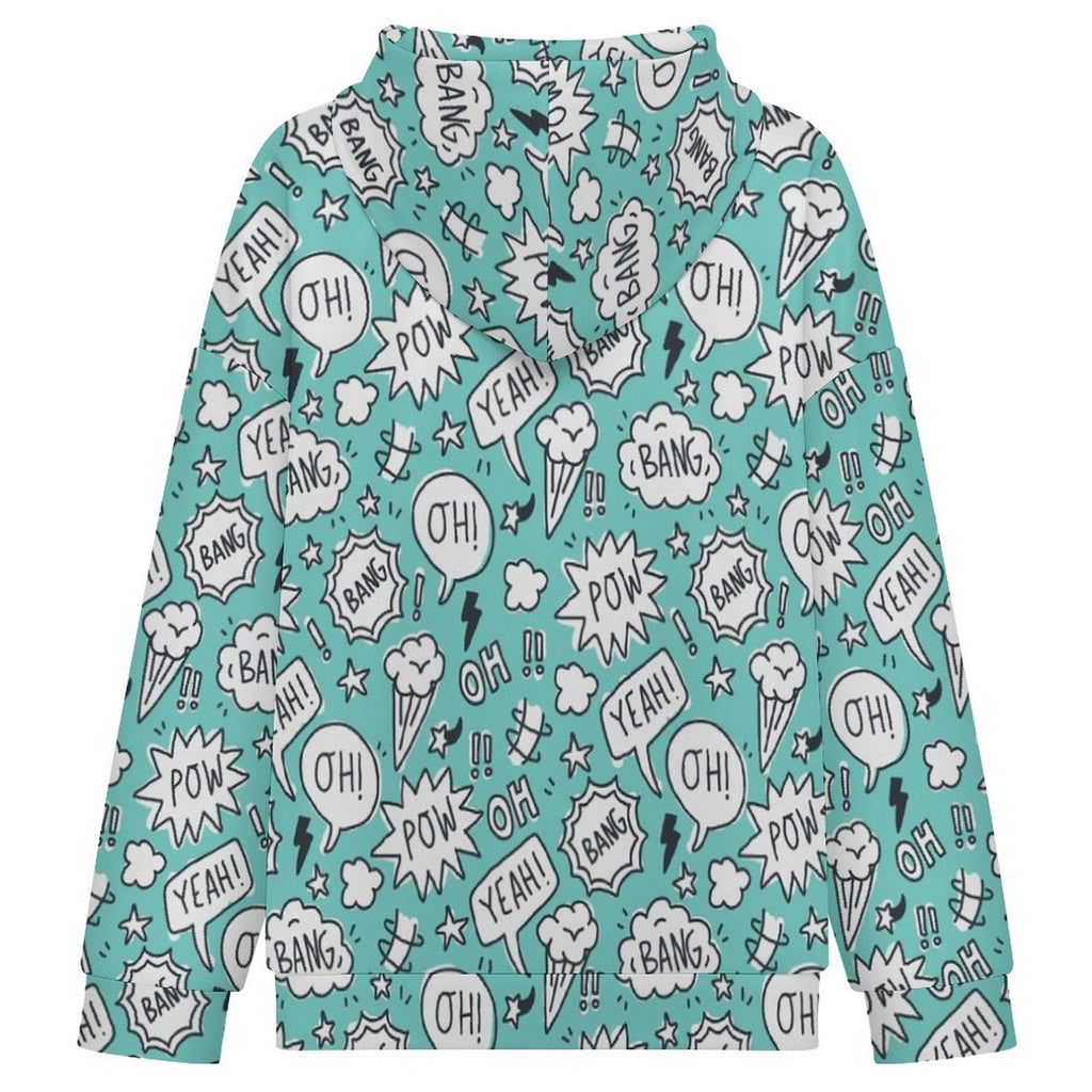 Comic Book Speech Bubbles Women's Full-Zip Hoodie