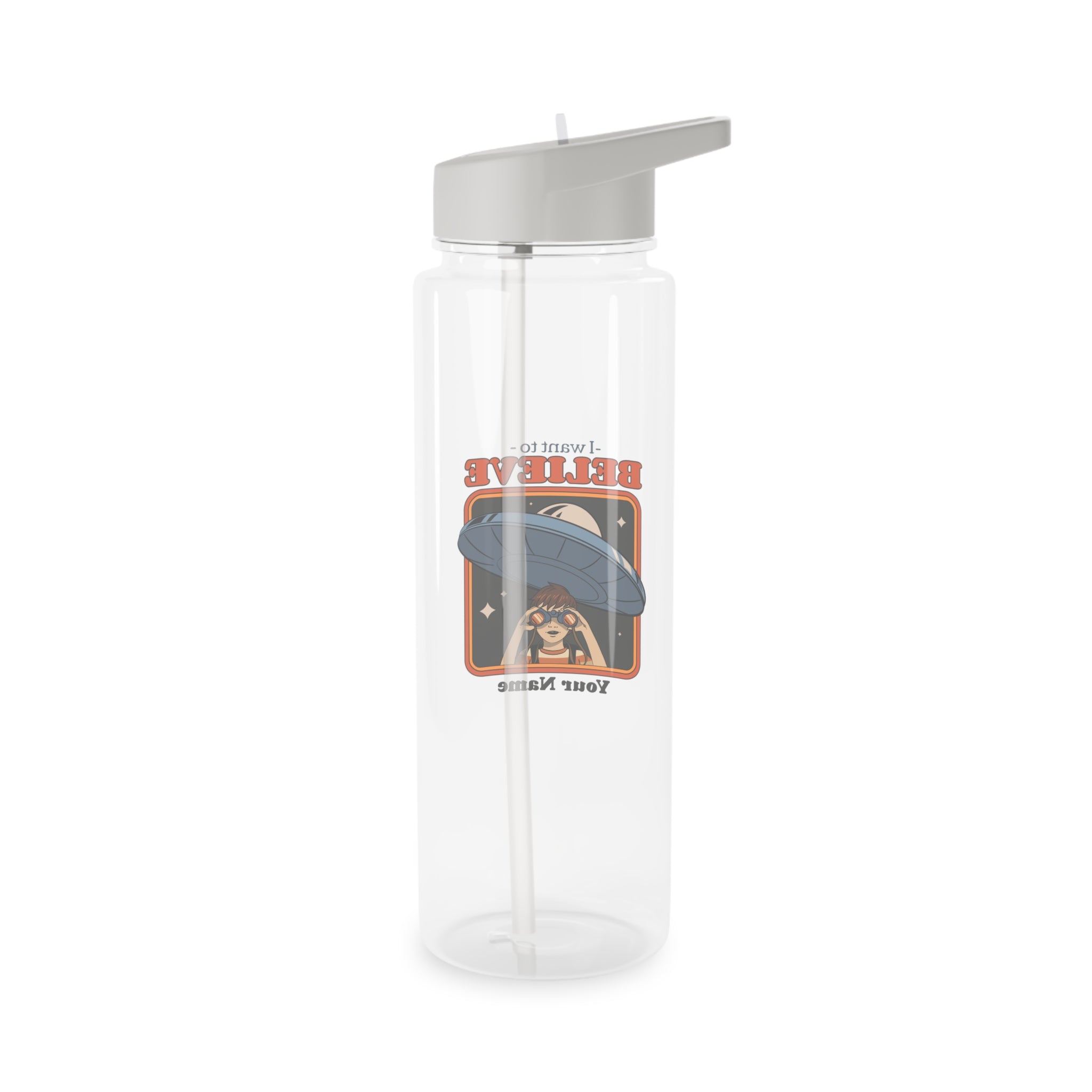 Personalised - UFO, I Want To Believe - Clear Tritan Water Bottle