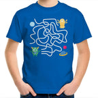 Monster, Find The Right Path - Kids Youth T-Shirt Bright Royal Kids Youth T-shirt Printed In Australia Sci Fi