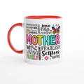 Mother Word Cloud White 11oz Ceramic Mug with Colour Inside Ceramic Red Colour 11oz Mug Globally Fulfilled Mum