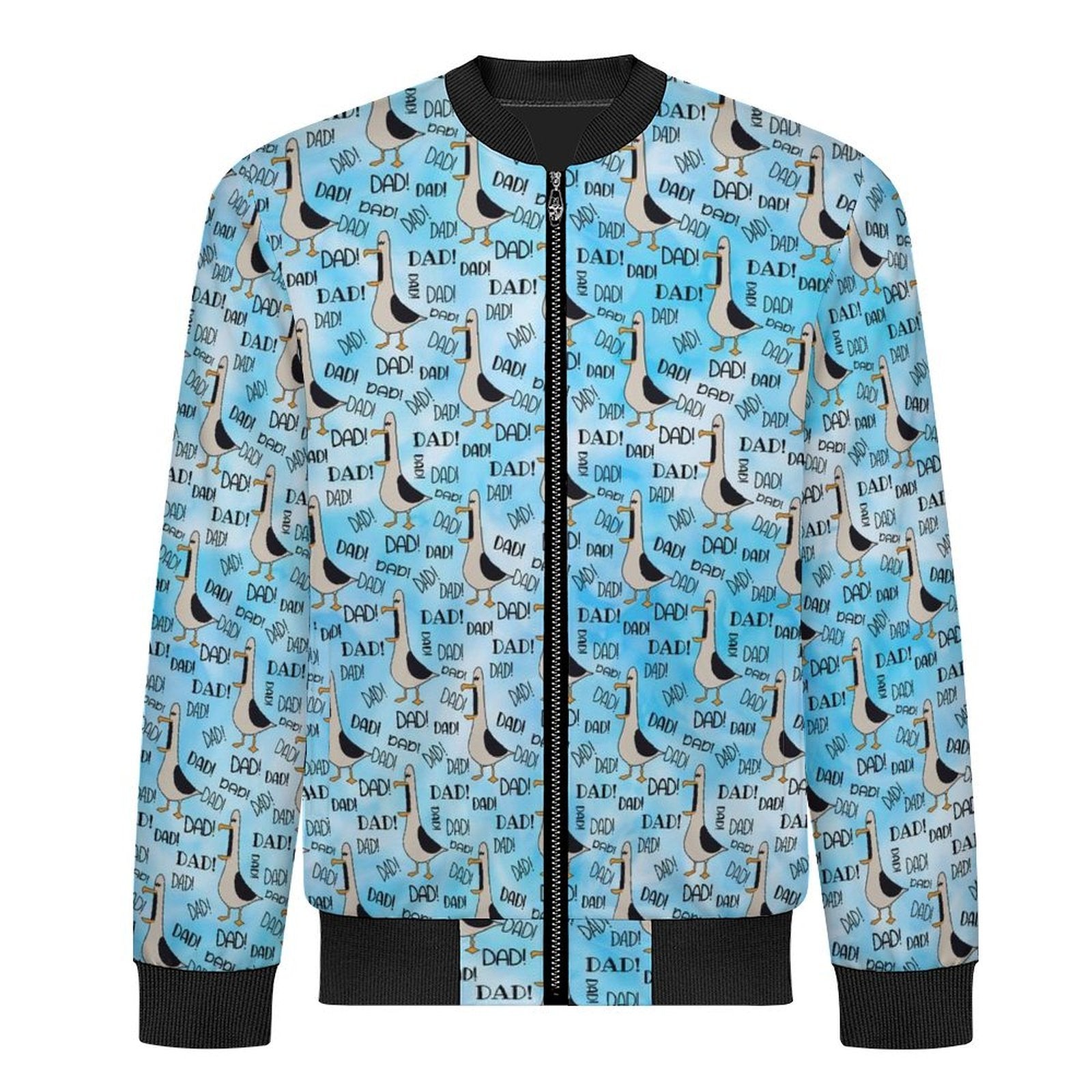 Dad Seagull Men's Casual Zip‑Up Bomber Jacket