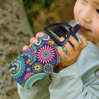 Bright Paisley 12oz Kids Water Bottle with Straw Lid