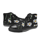 Daisy On Black - Women's High Top Canvas Shoes