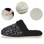Mathematics Men's Fur Trim Thick-Sole Indoor Slippers Men's Fur Trimmed Slippers Maths Printed Offshore