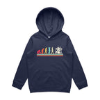 Drummer Evolution - Kids Hoodie Midnight Blue Kids Hoodie Music Printed In Australia