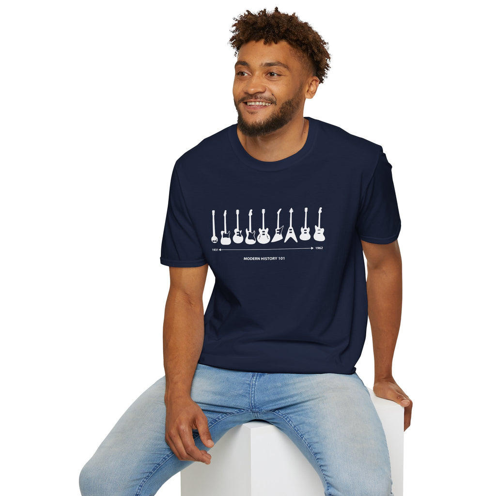 Guitar Timeline Unisex Softstyle T-Shirt Unisex Adult T-shirt Australian Printer Music
