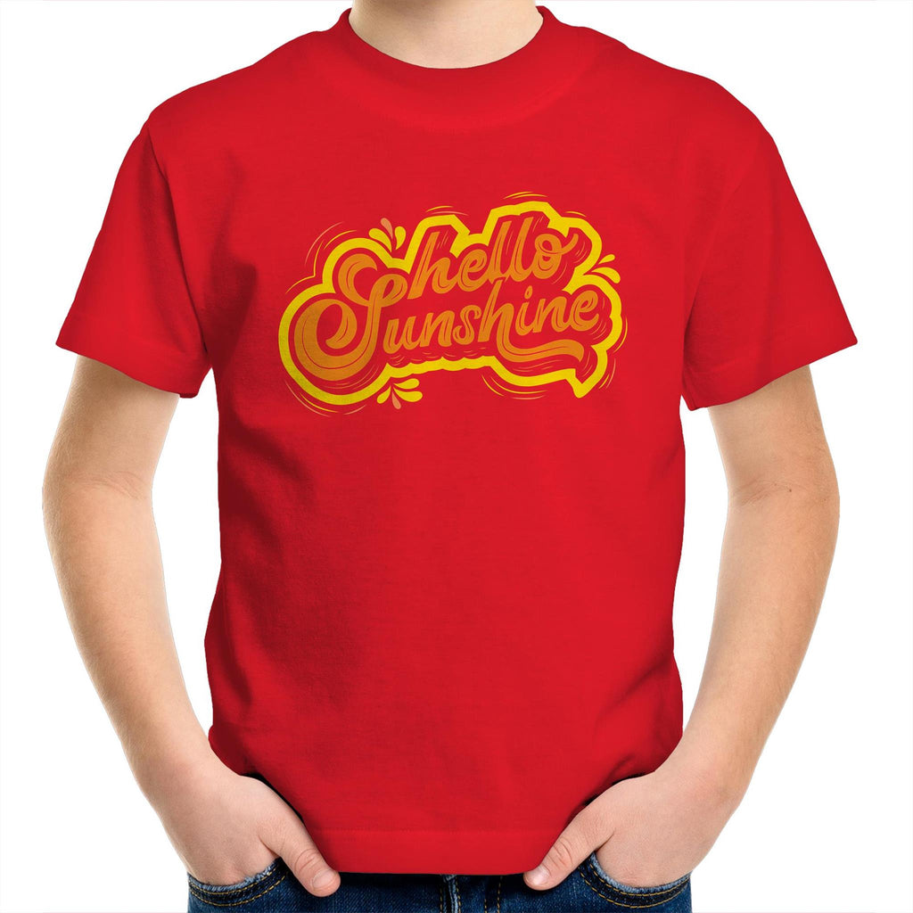 Hello Sunshine - Kids Youth T-Shirt Red Kids Youth T-shirt Printed In Australia Summer