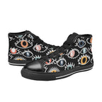 Eyes On Black  Kids High Top Canvas Shoes