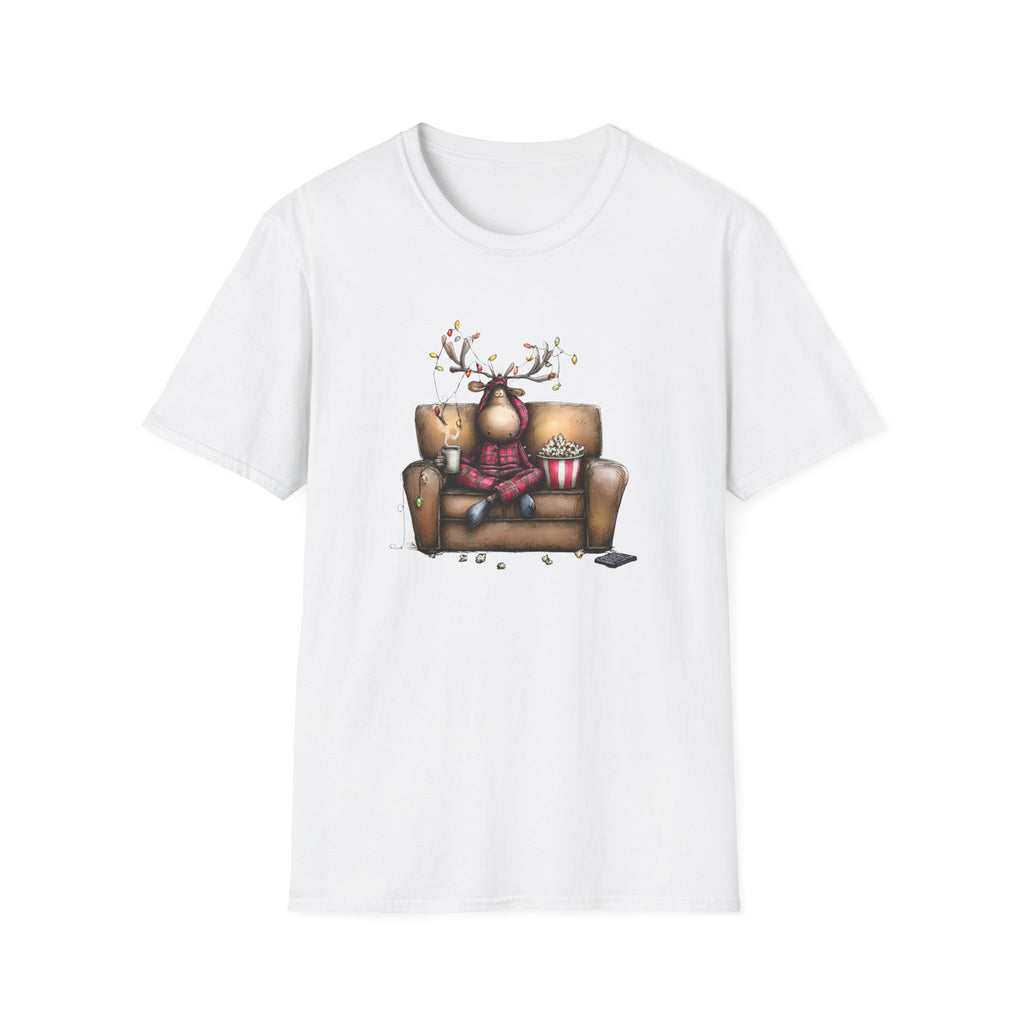 Reindeer, Christmas Movie Watching Shirt - Unisex Softstyle T-Shirt