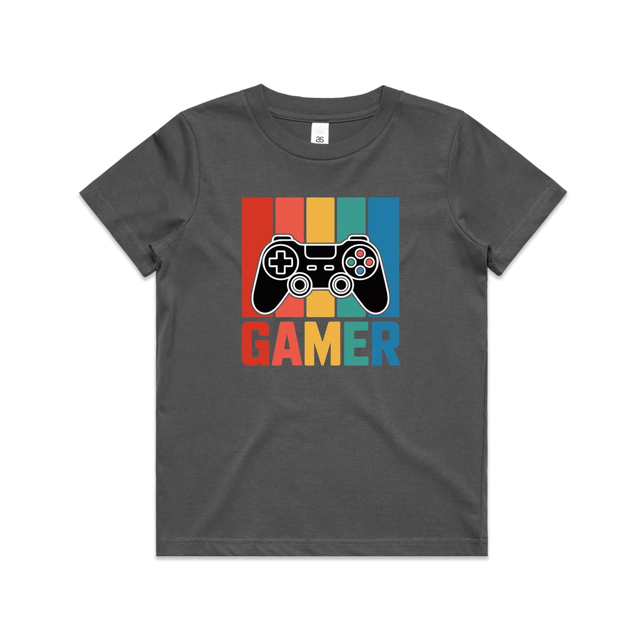 Gamer Kid's AS Colour T-shirt Charcoal Kids Youth T-shirt Games Printed In Australia