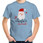 Santa's Favourite - Kids Youth T-Shirt Carolina Blue Kids Christmas T-shirt Christmas Printed In Australia