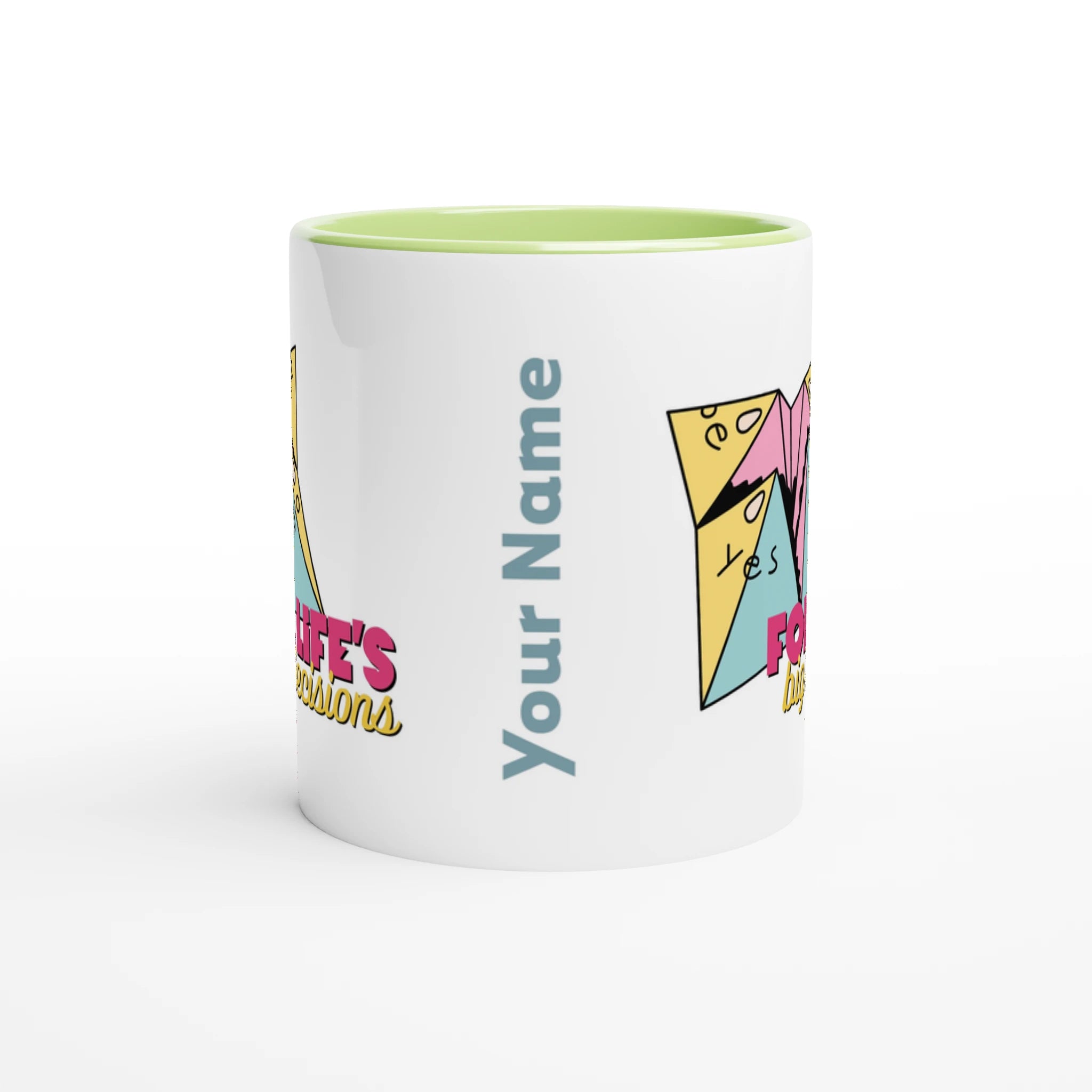 Personalised - For Life's Big Decisions - White 11oz Ceramic Mug with Colour Inside Personalised 11oz Mug customise Games Globally Fulfilled personalise