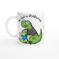 Personalised My Dad Is Roarsome, Dinosaur White 11oz Ceramic Mug Ceramic White Personalised 11oz Mug customisable dad Globally Fulfilled personalise