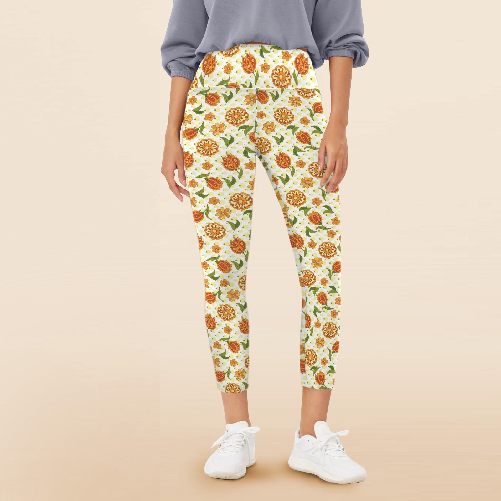 Graphic Floral Women's High Waist Pockets Yoga Leggings